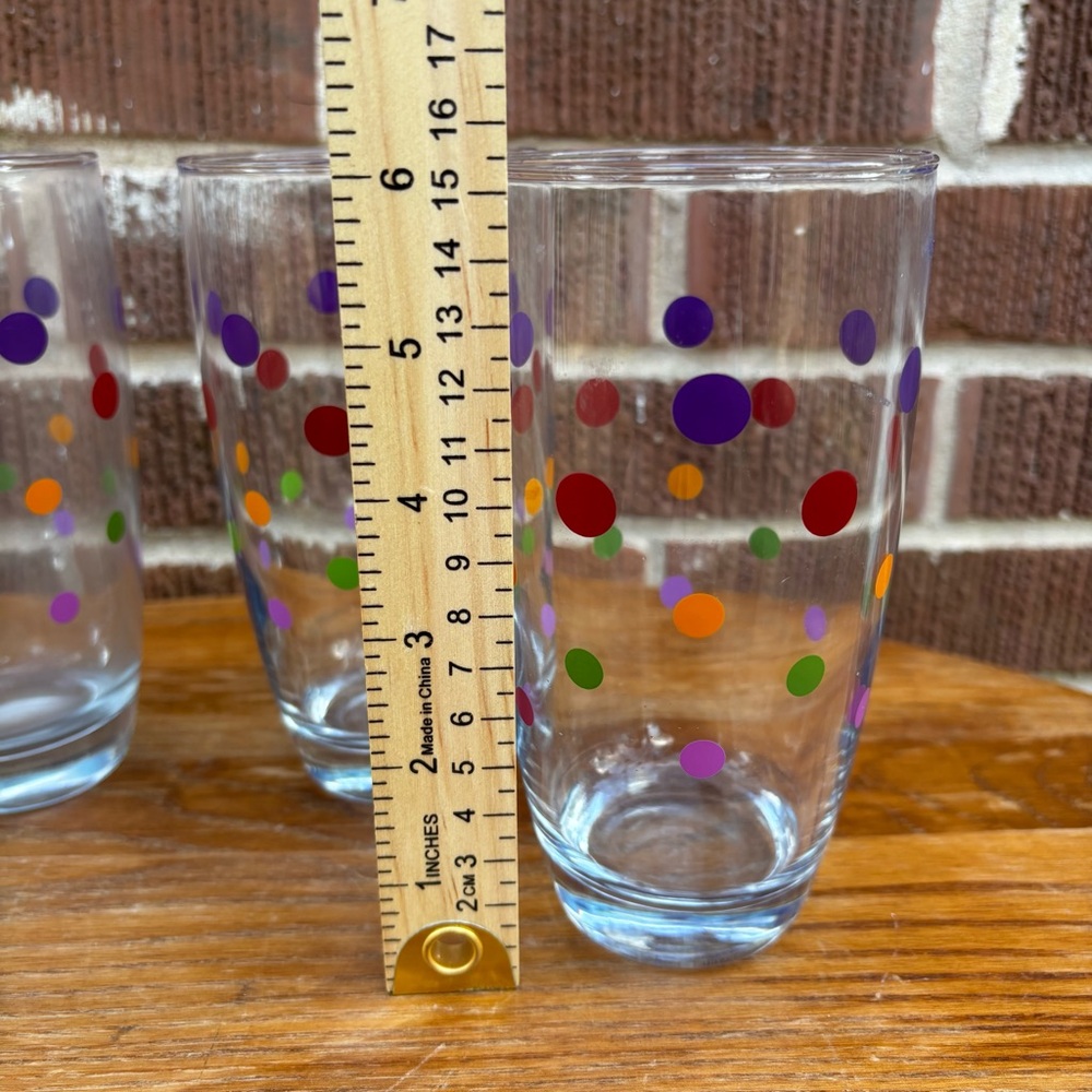 Pampered Chef Mixed Polka Lot of 4 Highball Drinking Glass Tumbler - Picture 2 of 9